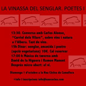 La Vinassa del Senglar 2023 Poetes i Vins. Diumenge 1 d'octubre a partir de les 13:30